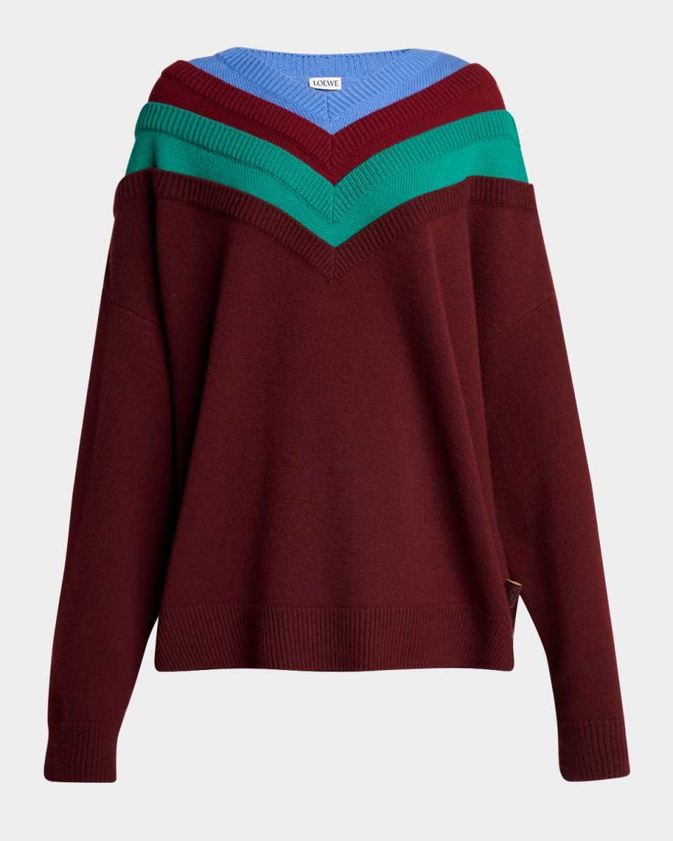 x Albers Layered V-Neck Wool Sweater